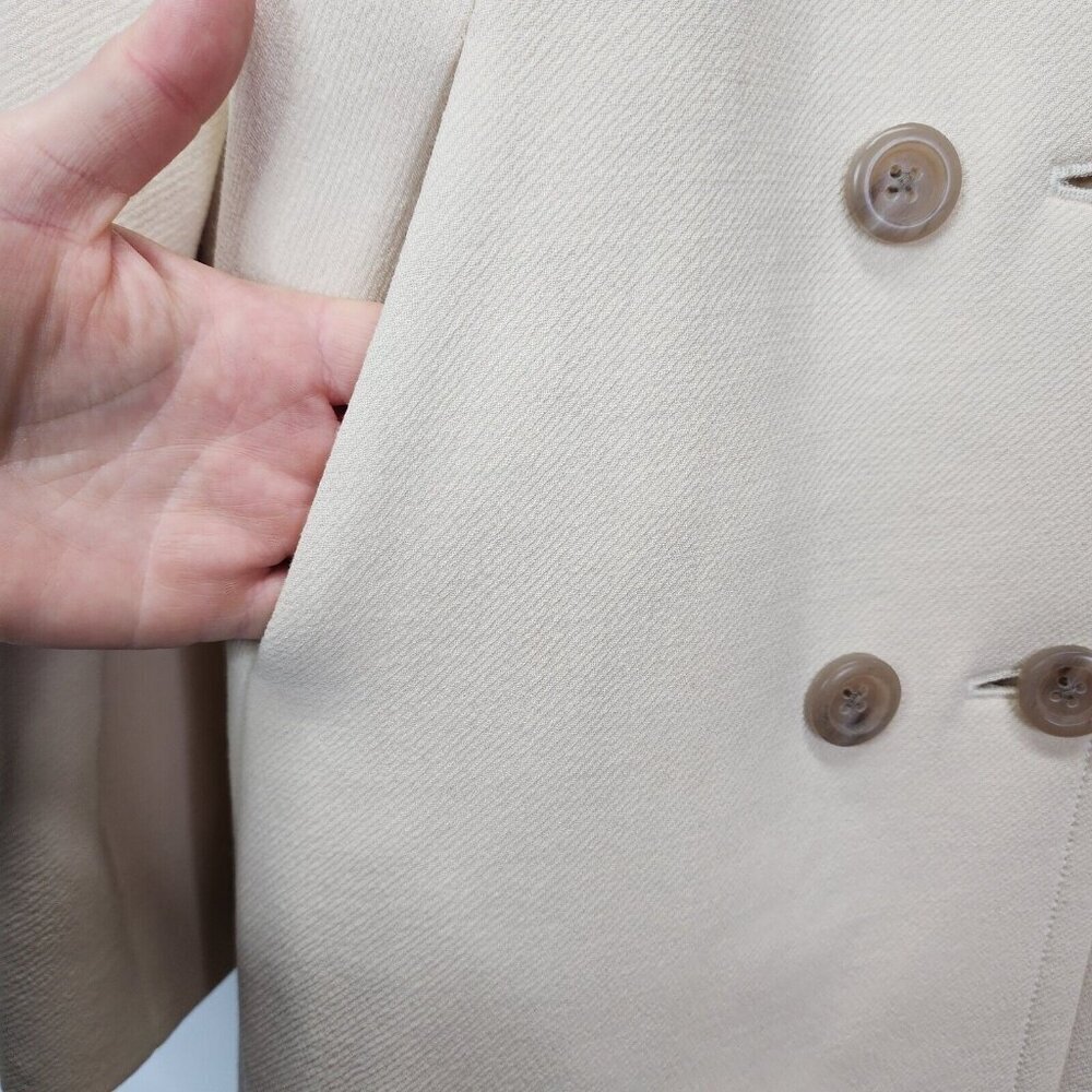 J Crew Women's Ivory Cream Wool Blend Double Breasted Peacoat Long Size 0 - Picture 9 of 14